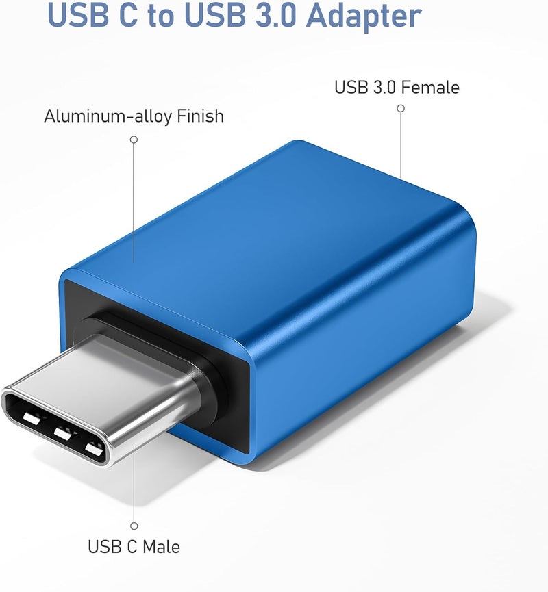 Basesailor USB C to USB Adapter 3Pack,USBC Male to USBA 3.0 Female OTG Adapter,Type C Thunderbolt 5 4 3 Converter for iPhone 17 16 15 Max,MacBook Pro Air,Mac,iPad,Microsoft Surface,Samsung Galaxy S25 - Image 2